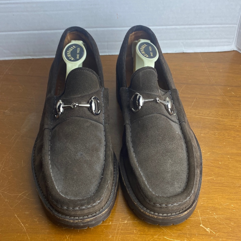 Gucci Horsebit Brown suede lug sole Loafers Men's US 9 D GUCCI SHOES 111 6030/4